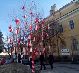 Червенокръстци украсиха с мартеници дърво в центъра на Панагюрище