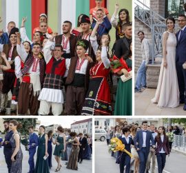 Млади и красиви шестваха абитуриентите от СУ”Нешо Бончев”. Цял клас се появи с народни носии на абитуриентския бал